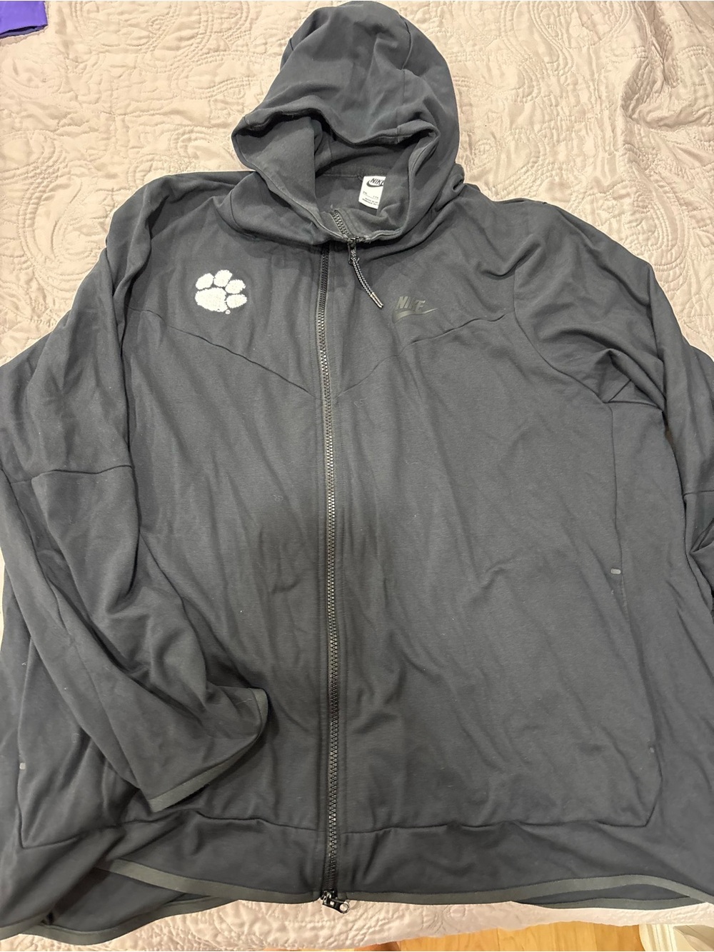 Clemson Nike Men’s Black Full-Zip Hooded Jacket with Paw Logo